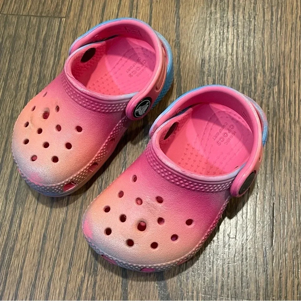 Classic Color Dip Clog Toddlers in Hyper Pink/Multi size 4